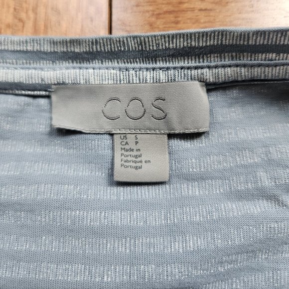 COS Blue and White Striped Crewneck Short-Sleeve T-Shirt - Picture 3 of 5